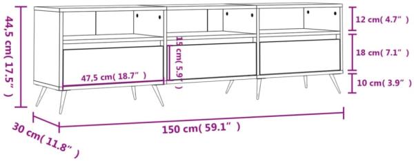 vidaXL TV-Schrank Räuchereiche 150x30x44,5 cm Holzwerkstoff 831257 Bild 6