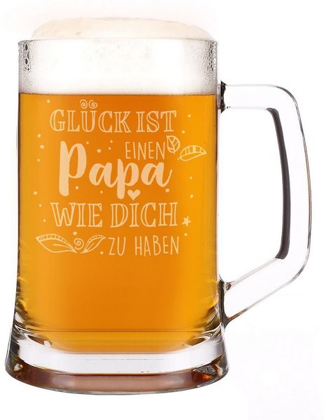 Herz & Heim Bierkrug für Väter mit Gravur - Bierglas als Geschenk zum Vatertag, Glas