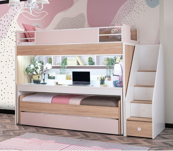 Möbel-Zeit Etagenbett Etagenbett mit Treppe und Schreibtisch City