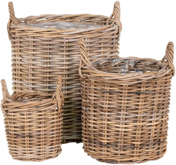 House Nordic Körbe, Kubu Rattan, natur, 3er Set