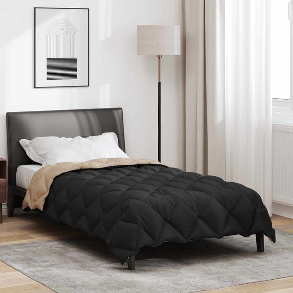 vidaXL Winterbettdecke Schwarz und Taupe 135 x 200 cm Mikrofaser 42025728