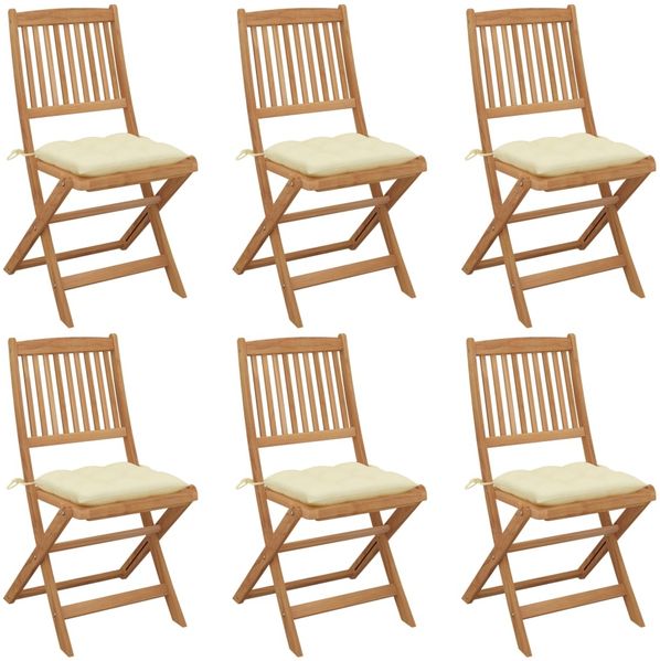 vidaXL Klappbare Gartenstühle 6 Stk. mit Kissen Massivholz Akazie 3075011