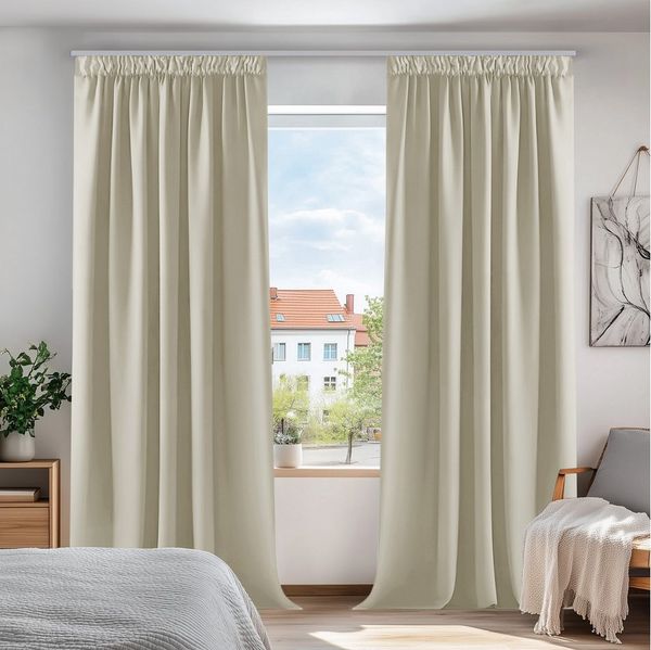 Deconovo Verdunkelungsvorhang Gardinen mit Kräuselband Blickdicht Vorhänge Wohnzimmer 2er Set, Vorhang Verdunkelung Vorhänge Kälteschutz Schlafzimmer Thermovorhang