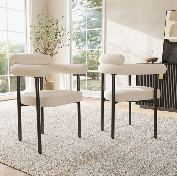 Esszimmerstuhl 70 x 62 x 84 cm in Beige mit Samtbezug und Eisenrahmen
