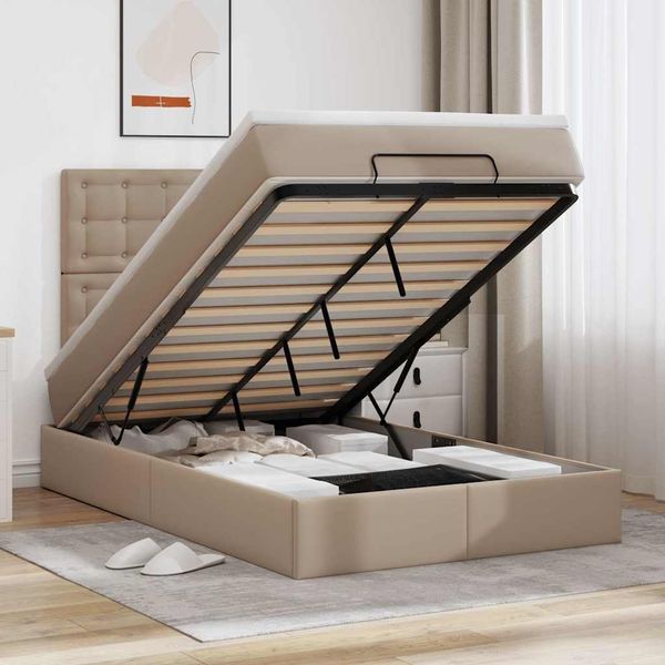 vidaXL Ottoman-Bett mit Matratze Cappuccino-Braun 120x200cm Kunstleder 3313000