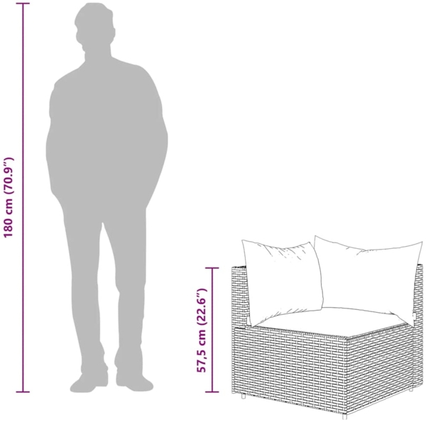 vidaXL 3-tlg. Garten-Lounge-Set mit Kissen Grau Poly Rattan 319846 Bild 9