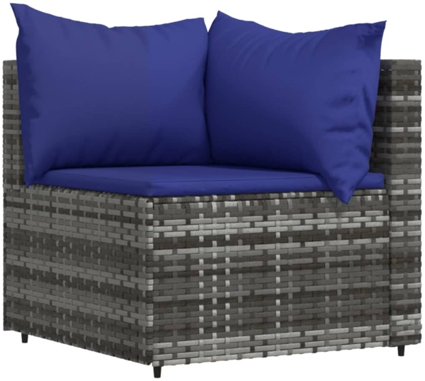 vidaXL 3-tlg. Garten-Lounge-Set mit Kissen Grau Poly Rattan 319846 Bild 3
