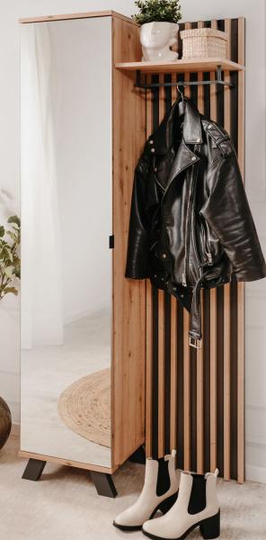 Kompaktgarderobe Madem in Artisan Eiche und Anthrazit 80 x 190 cm