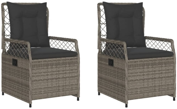 vidaXL Gartensessel 2 Stk. Verstellbar Grau Poly Rattan 368663