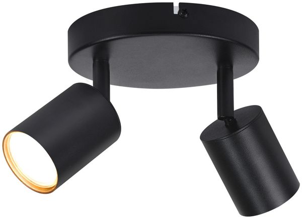 ZMH Deckenstrahler 2 Flammig Deckenlampe Wohnzimmer: Modern Deckenleuchte GU10 Strahler Rund Schwarz Flur Schwenkbar Deckenspot Küchenlampe Innen Spot für Schlafzimmer Küche Ohne Leuchtmittel