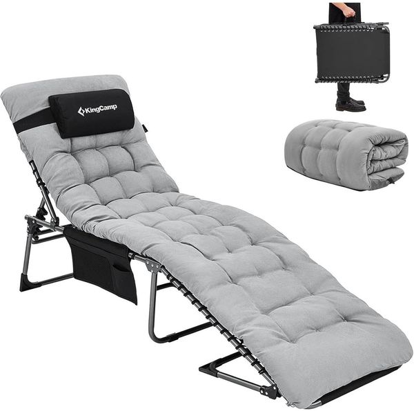 KingCamp Sonnenliege Klappbar 2er Set Schwarz 5-Stufig Verstellbar Gartenliege