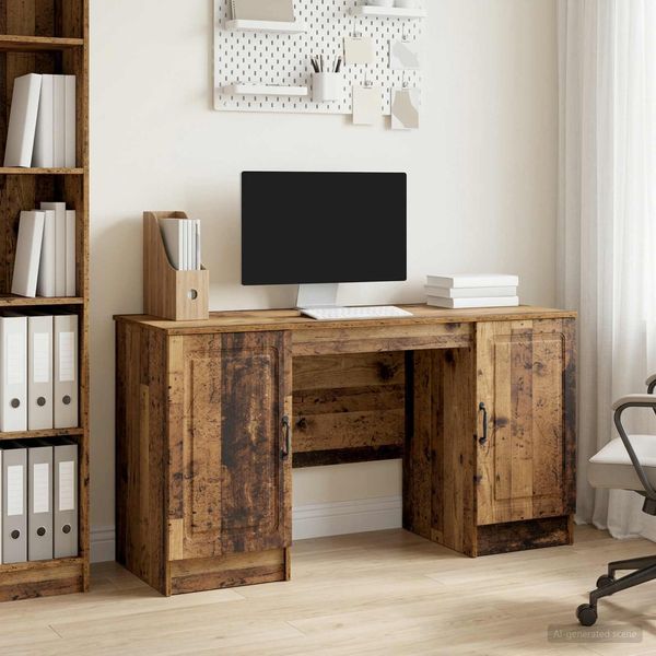 vidaXL Schreibtisch mit Regal Altholz 142,5 x 50 x 75 cm Holzwerkstoff 3414646