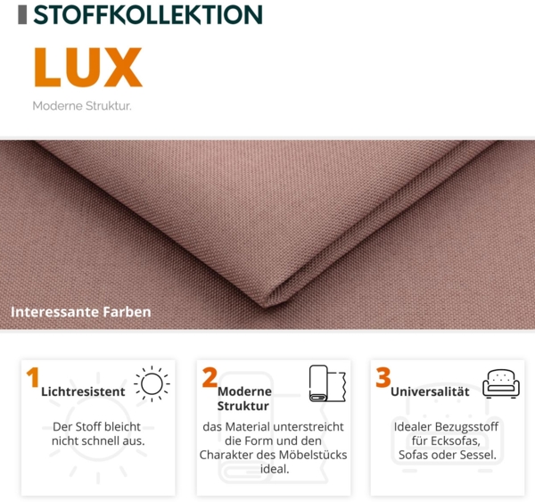 Ecksofa Diana mit Schlaffunktion und Bettkasten (Farbe: Lux 03, Seite: Links) Bild 6