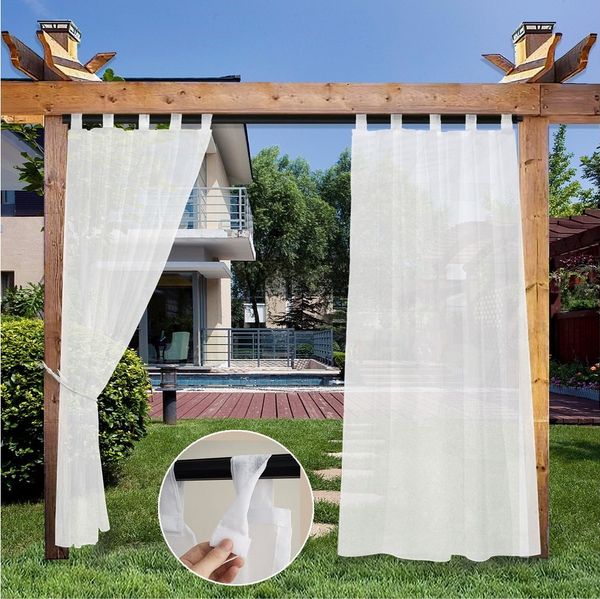 BTTO V&G Outdoorvorhang Wasserdichter Gardinen,Transparenter Balkon Vorhang mit Magic Tape (1 St), Terrassenvorhang