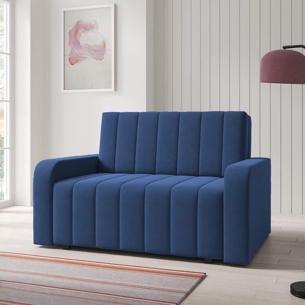 Sofasessel BOSTON II mit Ziernähten – ausziehbares 2-Sitzer Schlafsofa, Jugendsofa mit Schlaffunktion und Bettkasten, Stoff Kronos 09, 85 x 97 x 135 cm