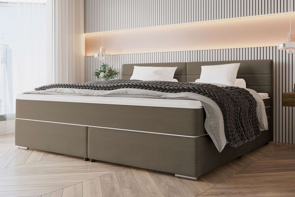 99rooms Phönix Familienbett Boxspringbett 220×200 cm Cordstoff POSO Cappuccino
