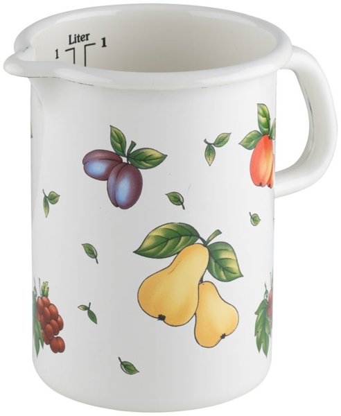 RIESS 0338-068 Küchenmaß 10 cm, 1 L, Emaille, FRUIT GARDEN / Messbecher