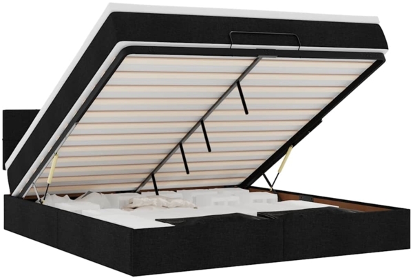 vidaXL Ottoman-Bett mit Matratze & LEDs Schwarz 160x200 cm Stoff 3312321