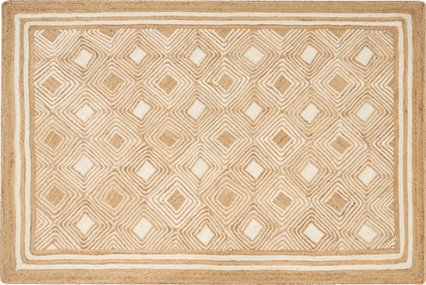 Teppich Jute beige 200 x 300 cm geometrisches Muster Kurzflor MENGEN