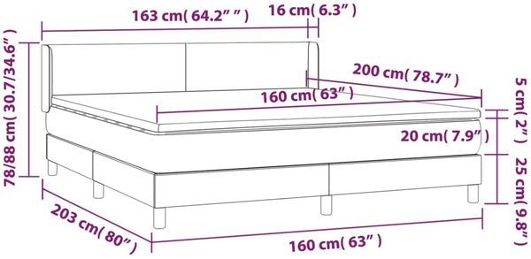 vidaXL Boxspringbett mit Matratze Schwarz 160x200 cm Kunstleder 3130667 Bild 7