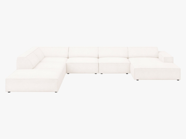 Micadoni Panorama-Ecksofa Jodie 7-Sitzer Links Boucle Ascot Beige