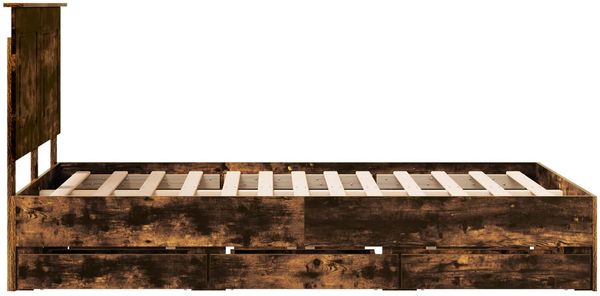 vidaXL Bettrahmen Geräucherte Eiche 135 x 190 cm Ingenieurs Holz 3409472 Bild 9