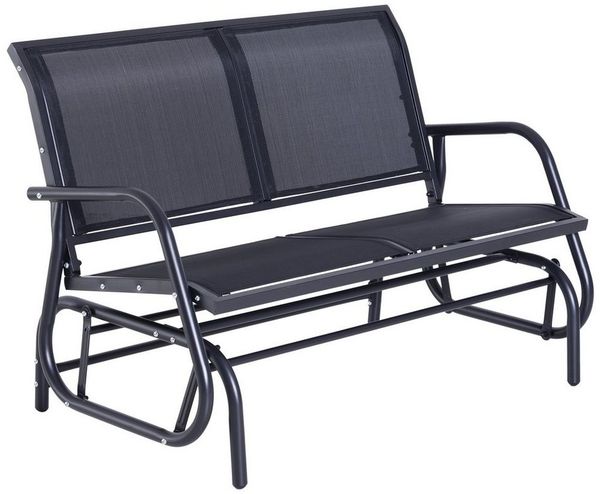 Outsunny Gartenbank/Schaukelbank, für 2 Personen, Metall/Stoff Grau, 88 x 80 x 123 cm
