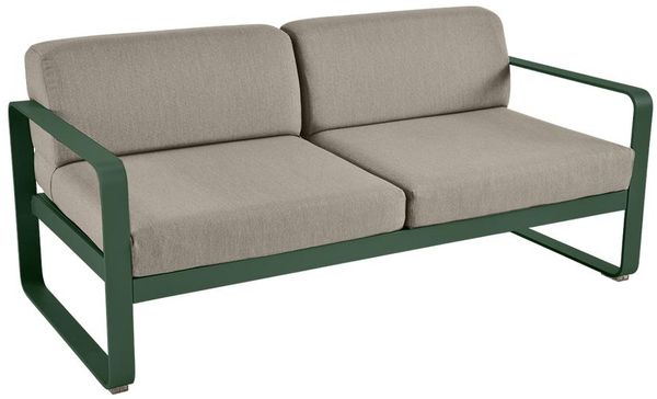 Bellevie Lounge-Sofa 2-Sitzer 02 Zederngrün B8 Taupegrau