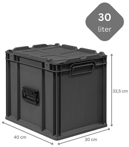 PROREGAL® Stapelbox SuperSparSet Eurobox NextGen Portable, Verschiedene Größen/Mengen (SparSet, 4 St, Eurobox mit Scharnierdeckel, Deckelverschluss und Koffergriff), Eurobehälter, Transportbox, Transportbehälter, Stapelbehälter