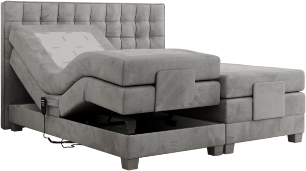 Boxspringbett elektrisch verstellbar, Schlafzimmerbett, Bettkasten - ELEKTRO - 140 x 200 cm - Hellgrau Velvet - H3 Bild 5