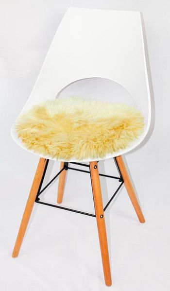 Heitmann Felle Stuhlkissen Lamm, Sitzauflage rund, Ø 45 cm, echtes Lammfell, waschbar, auch als 2er oder 4er Set