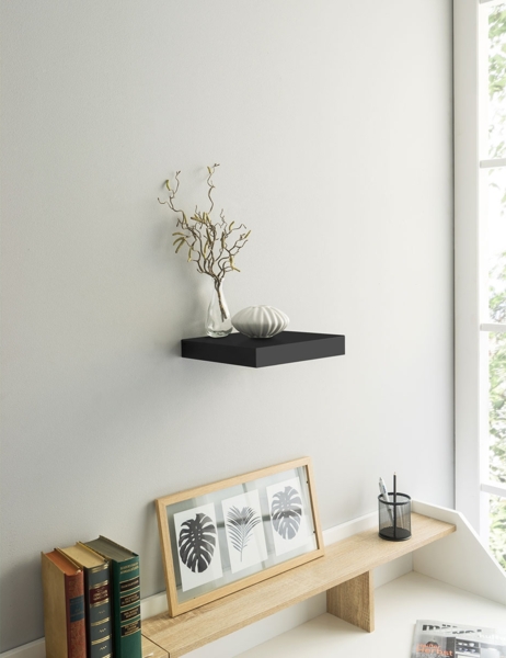 Wandregal Sheffield 23 / Shelvy 23, Holzwerkstoff, Schwarz, 24 x 4 x 24 cm Bild 2