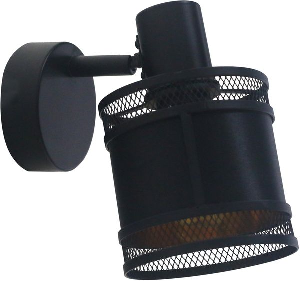 REV – Wandleuchte 1-flammig im angesagten Vintage-Look mit E14 Fassung – Deckenleuchte schwenkbar aus Metall und Stoffbezug in schwarz – Wandlampe für Wohnzimmer, Schlafzimmer & Flur