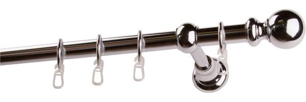 GARESA Gardinenstange ANDREA, Ø 20 mm, 1-läufig, Wunschmaßlänge, verschraubt, Metall, Vorhanggarnitur, verlängerbar, Endknopf Kugel lang, mit Ringen