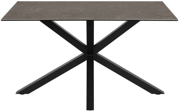 AC Design Furniture Heather Rechteckiger Esstisch für 4 Personen, Tischplatte in Schwarz und Metallkreuzgestell, Küchentisch mit Keramikoberfläche, Kratzfest, B: 135 x H: 75,5 x T: 80 cm