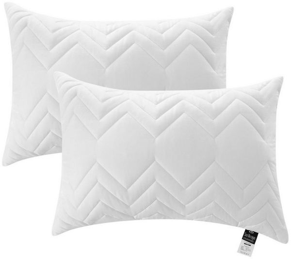 SEI Design Microfaserkissen Kopfkissen Kissen Zierkissen Sofakissen Nackenstützkissen 50x70, Füllung: 100% Mikrofaser, Seitenschläfer, Rückenschläfer, Bauchschläfer, 2-er SET, Schlafkissen gesteppt mit Reißverschluss Kochfest 95°