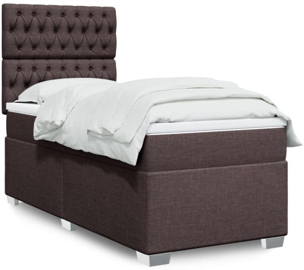 vidaXL Boxspringbett mit Matratze Dunkelbraun 90x190 cm Stoff 3292653