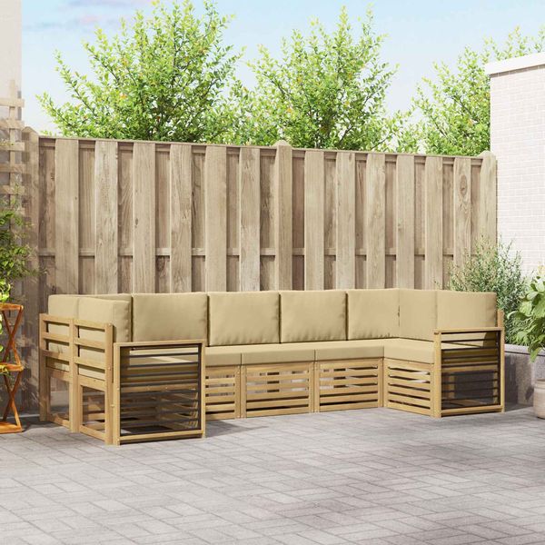 vidaXL Ecksofa Set 7 pcs Weiß und Beige 304 x 128,5 x 73 cm Polyester 3392448