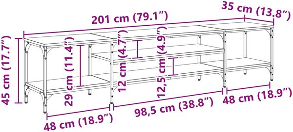 vidaXL TV-Schränk Artisan-Eiche 201 x 35 x 45 cm Verbundholz und Eisen 881308 Bild 12