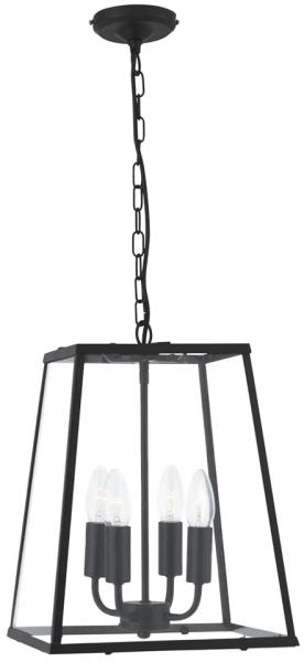 Pendelleuchte, Stahl, Glas, Laterne, schwarz, dimmbar