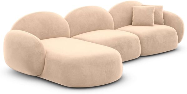 Couch Mirello L Form in Samtstoff - Samtstoff - beige - Links
