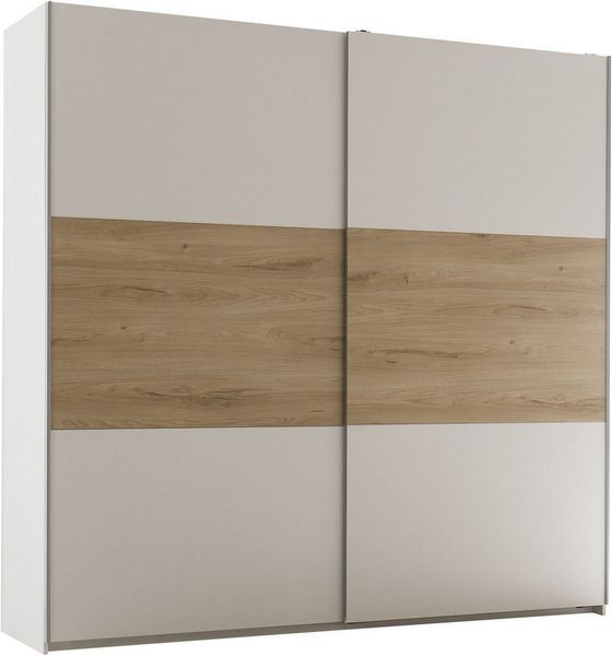 Schlafkontor Schwebetürenschrank Kiara Kleiderschrank, Schiebetürenschrank, Schrank mit Schiebetüren Bauchbinde in farblicher Absetzung