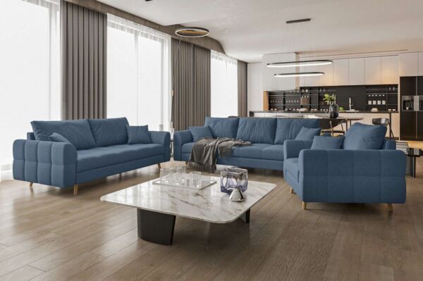 99rooms Polstergarnitur Bello, (Couchgarnitur, Set (3-tlg), bestehend aus 3-Sitzer Sofa, 2-Sitzer Sofa, Sessel, mit Rundumbezug