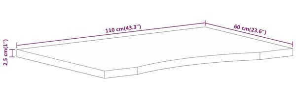 vidaXL Schreibtischplatte mit Aussparung 110x60x2,5cm Massivholz Mango 370202 Bild 8
