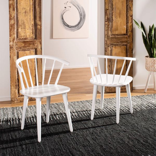 SAFAVIEH Set of 2 Wooden Dining Chairs, in White