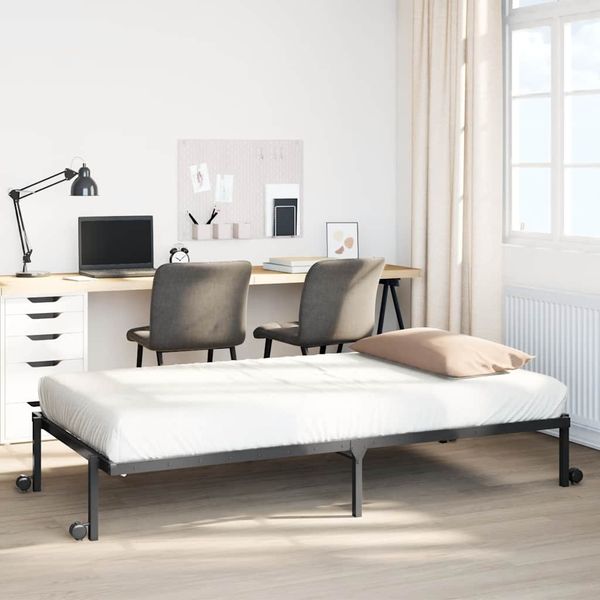 vidaXL Bettgestell ohne Matratze Klappbar Schwarz 90x190 cm Stahl 4103959