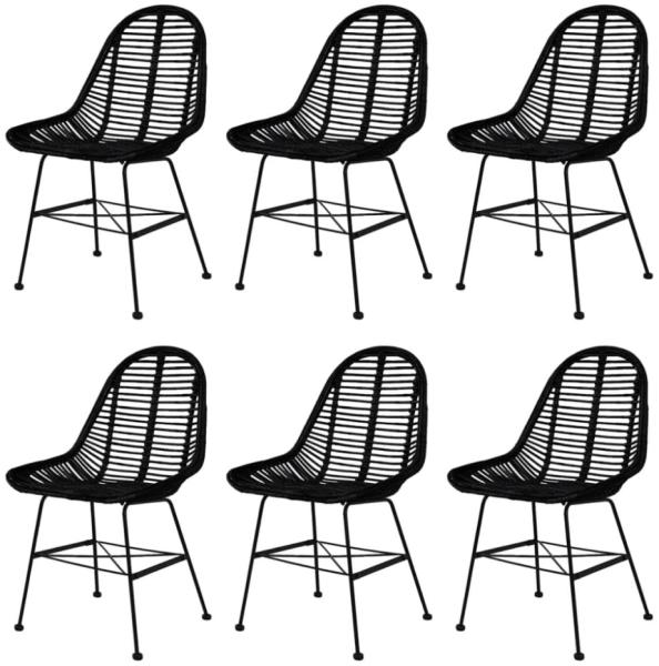 vidaXL Esszimmerstühle 6 Stk. Schwarz Natur Rattan 275499