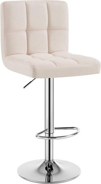 WOLTU® 1 x Barhocker Barstuhl Tresenhocker Stuhl drehbar und höhenverstellbar Tresen Hocker Leinen Cremeweiß BH32cm-1