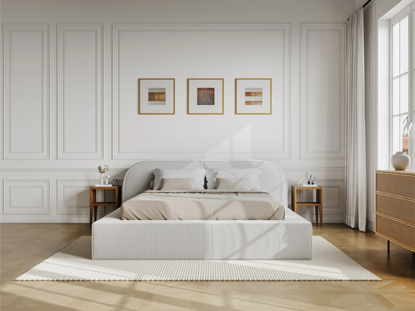 Vente-unique - Bett mit Bettkasten - 180 x 200 cm - Cord - Cremefarben - LIRABA von Maison Céphy Bild 3