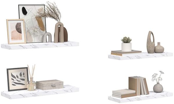 vidaXL Wandregal 4 pcs Weiß Marmor 80 x 23,5 x 4 cm Holzwerkstoff 42019973 Bild 3